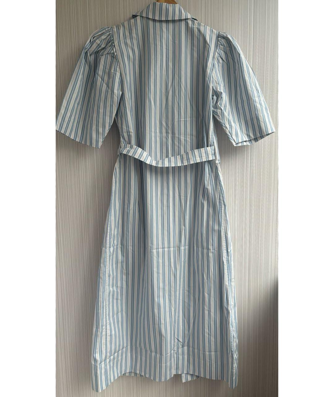 GANNI Голубое хлопковое повседневное платье, фото 5