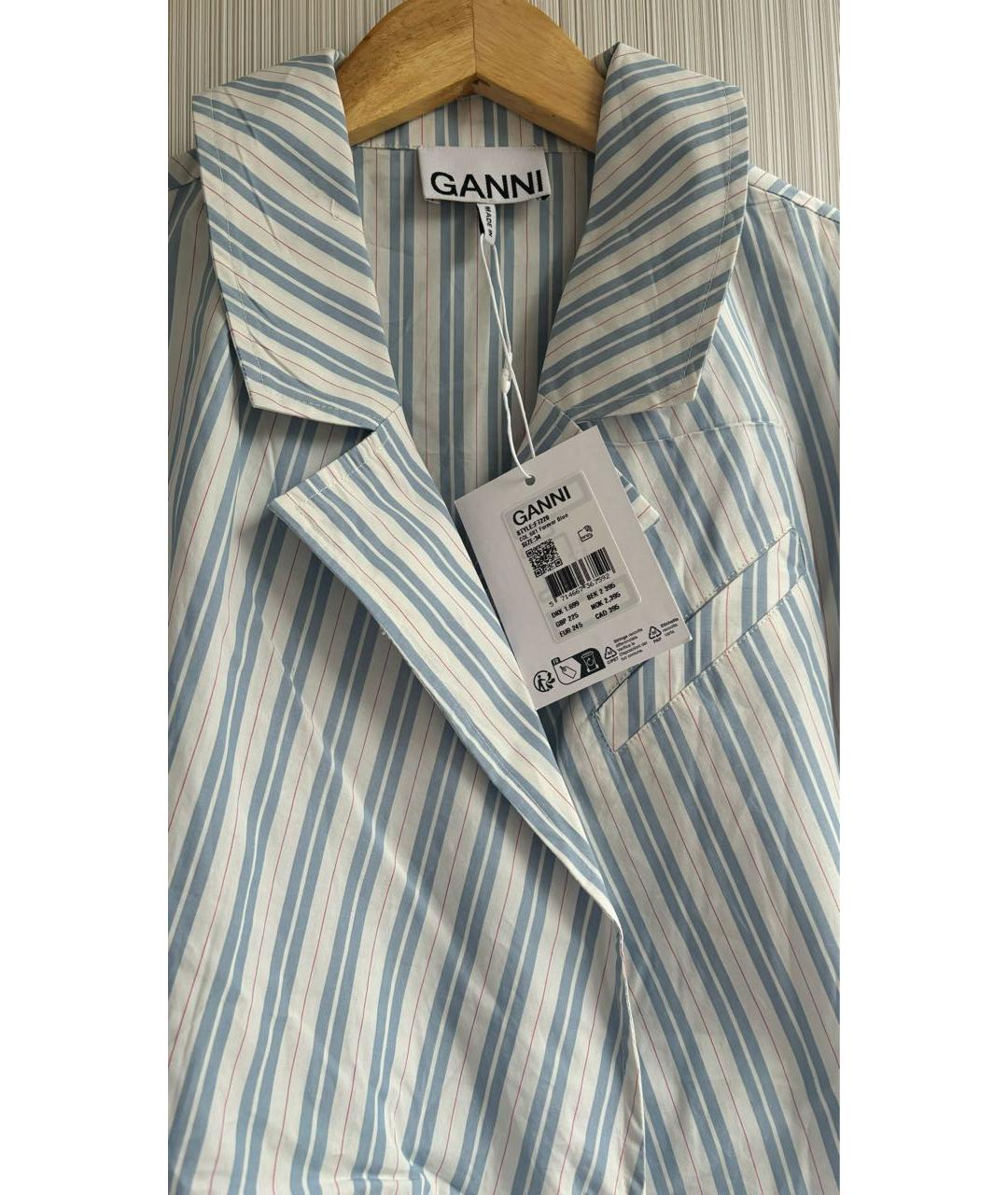 GANNI Голубое хлопковое повседневное платье, фото 4