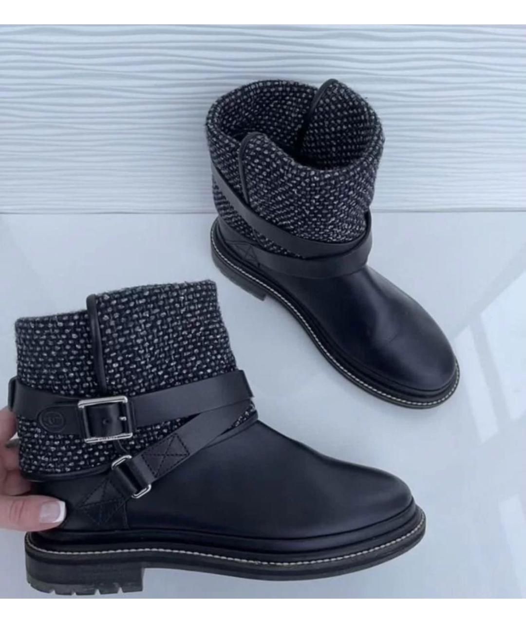 CHANEL Черные кожаные ботфорты, фото 5