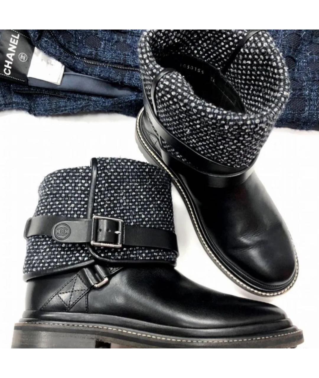 CHANEL Черные кожаные ботфорты, фото 3