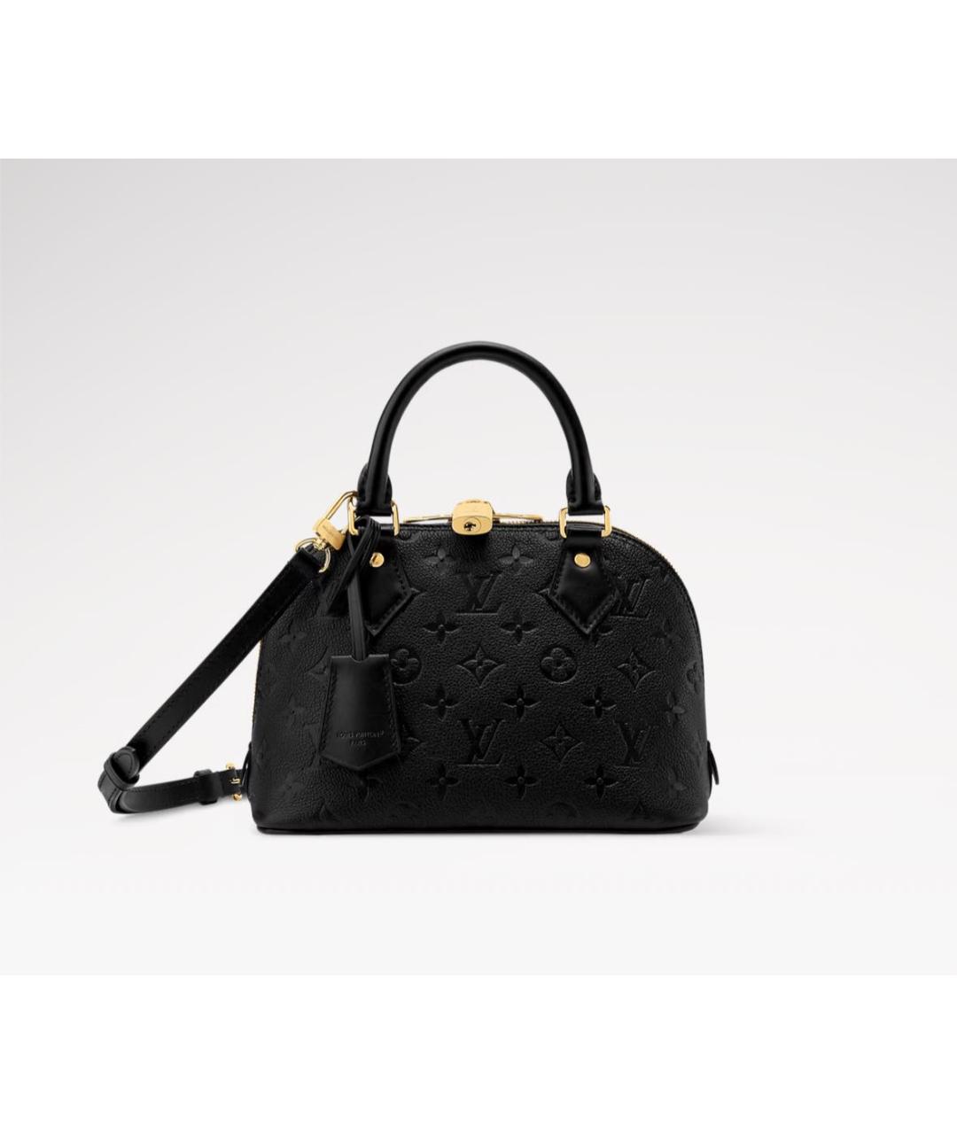 LOUIS VUITTON Черная кожаная сумка с короткими ручками, фото 5