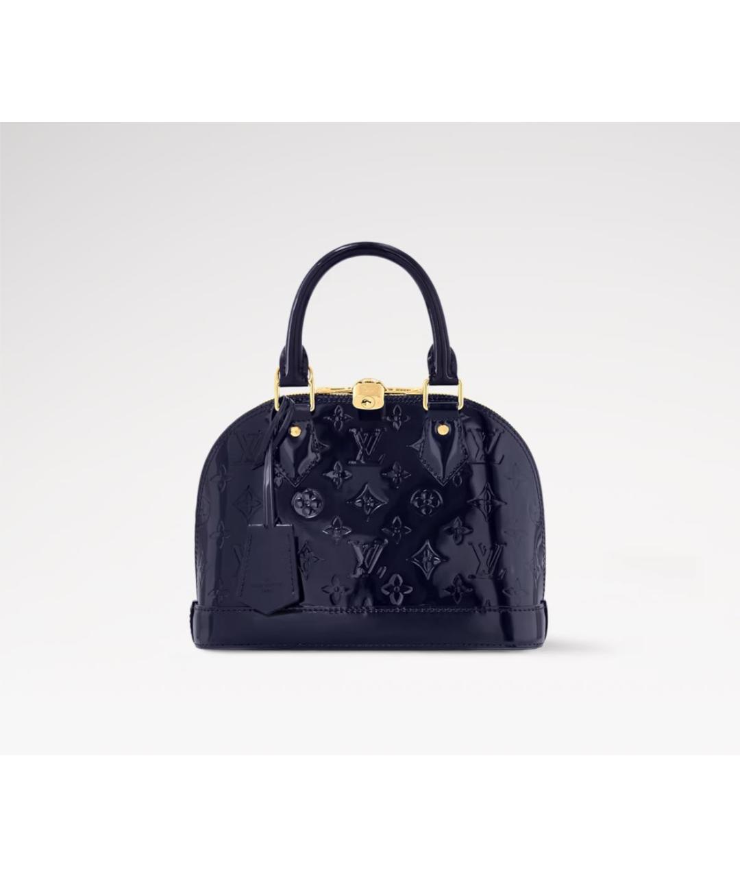 LOUIS VUITTON Темно-синяя сумка с короткими ручками из лакированной кожи, фото 5