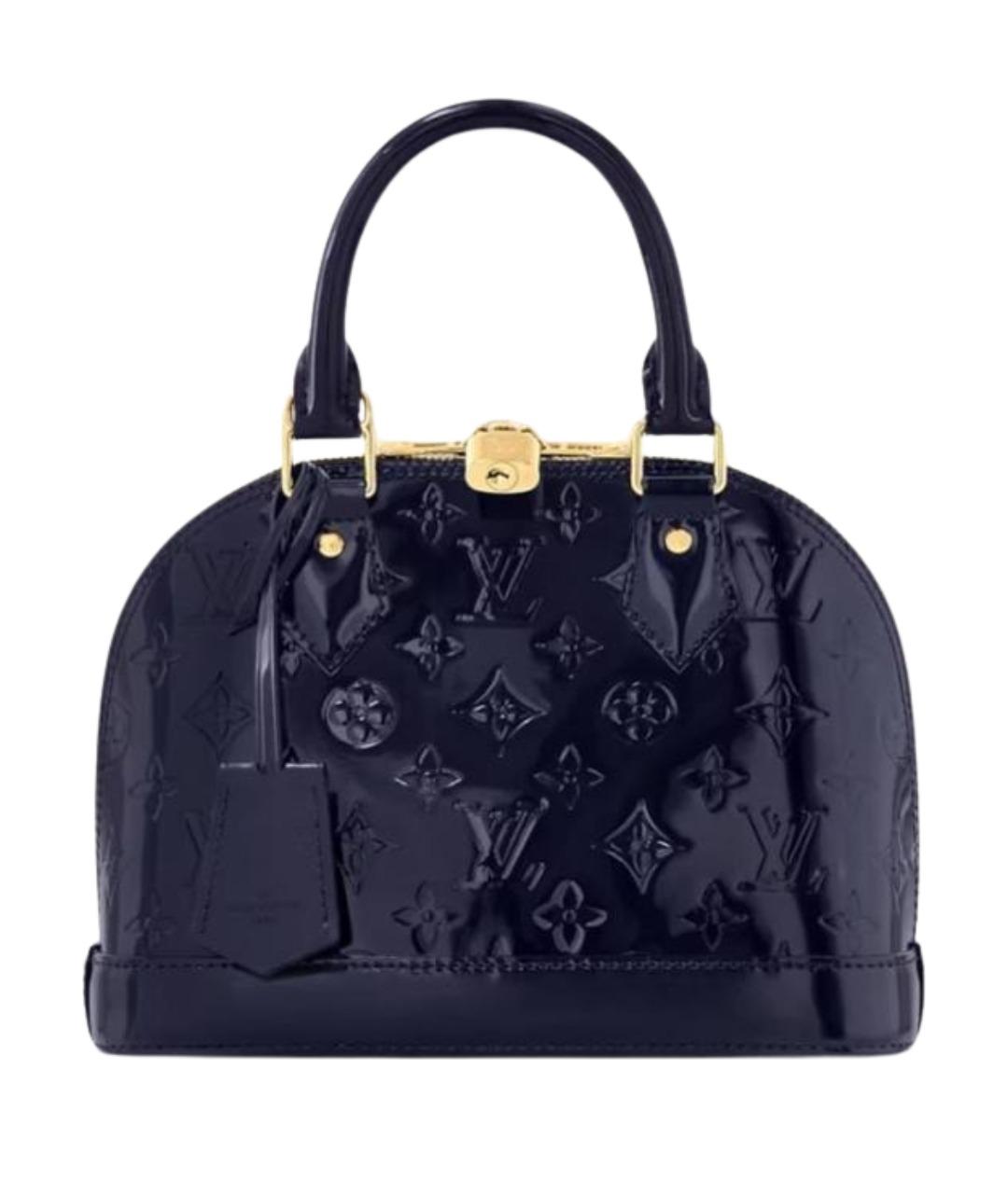 LOUIS VUITTON Темно-синяя сумка с короткими ручками из лакированной кожи, фото 1