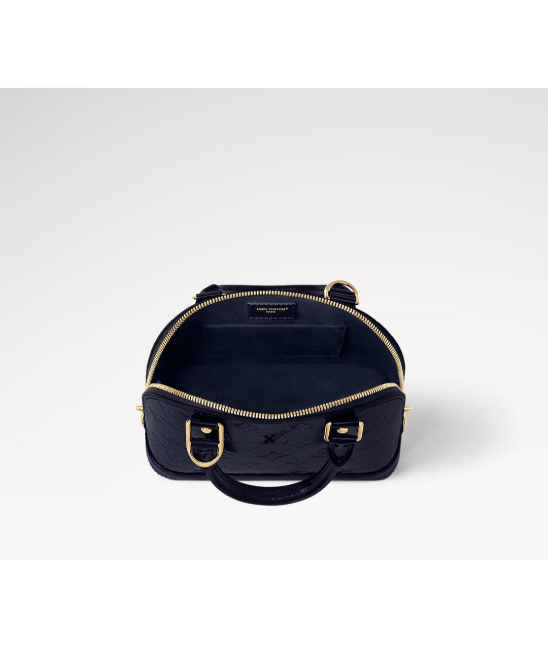 LOUIS VUITTON Темно-синяя сумка с короткими ручками из лакированной кожи, фото 3