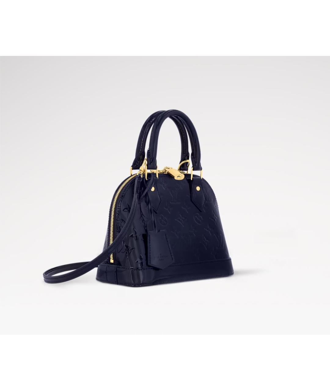 LOUIS VUITTON Темно-синяя сумка с короткими ручками из лакированной кожи, фото 2