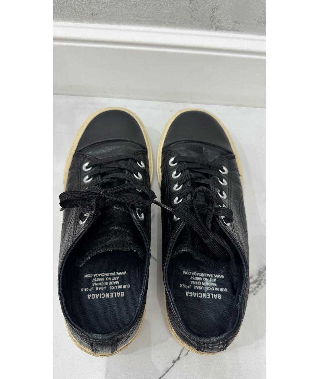 BALENCIAGA Черные кожаные кеды, фото 3