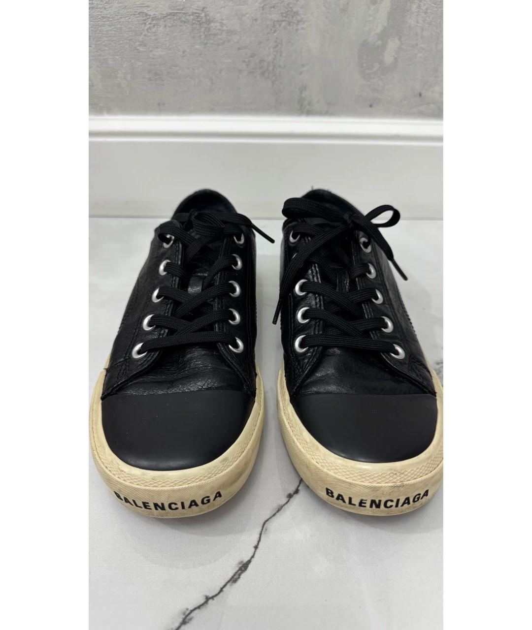 BALENCIAGA Черные кожаные кеды, фото 2