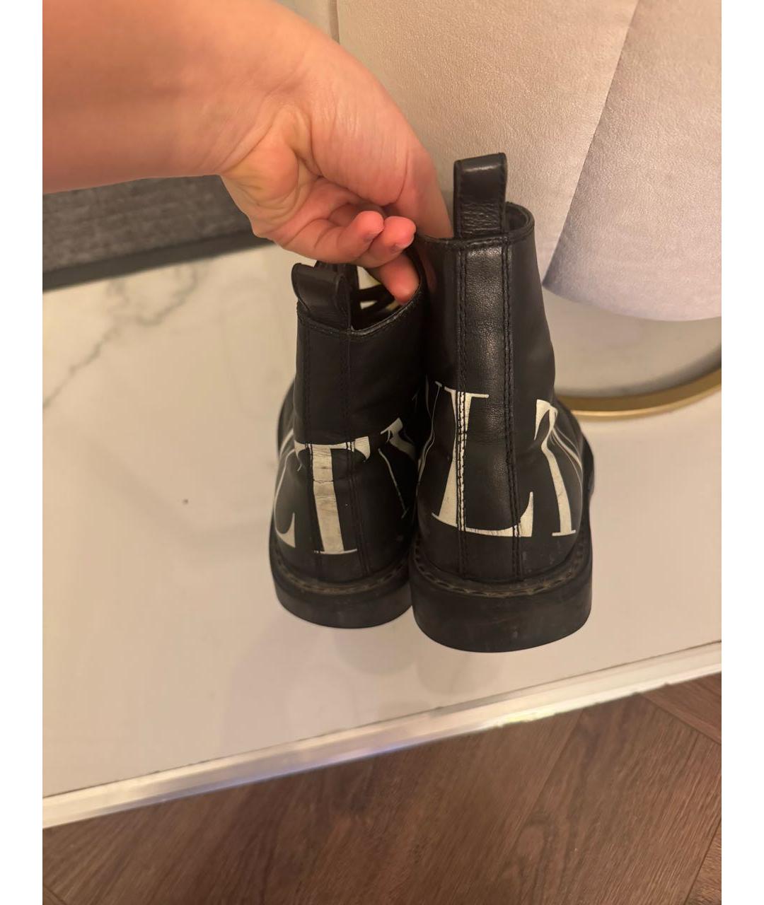 VALENTINO Черные кожаные ботинки, фото 3