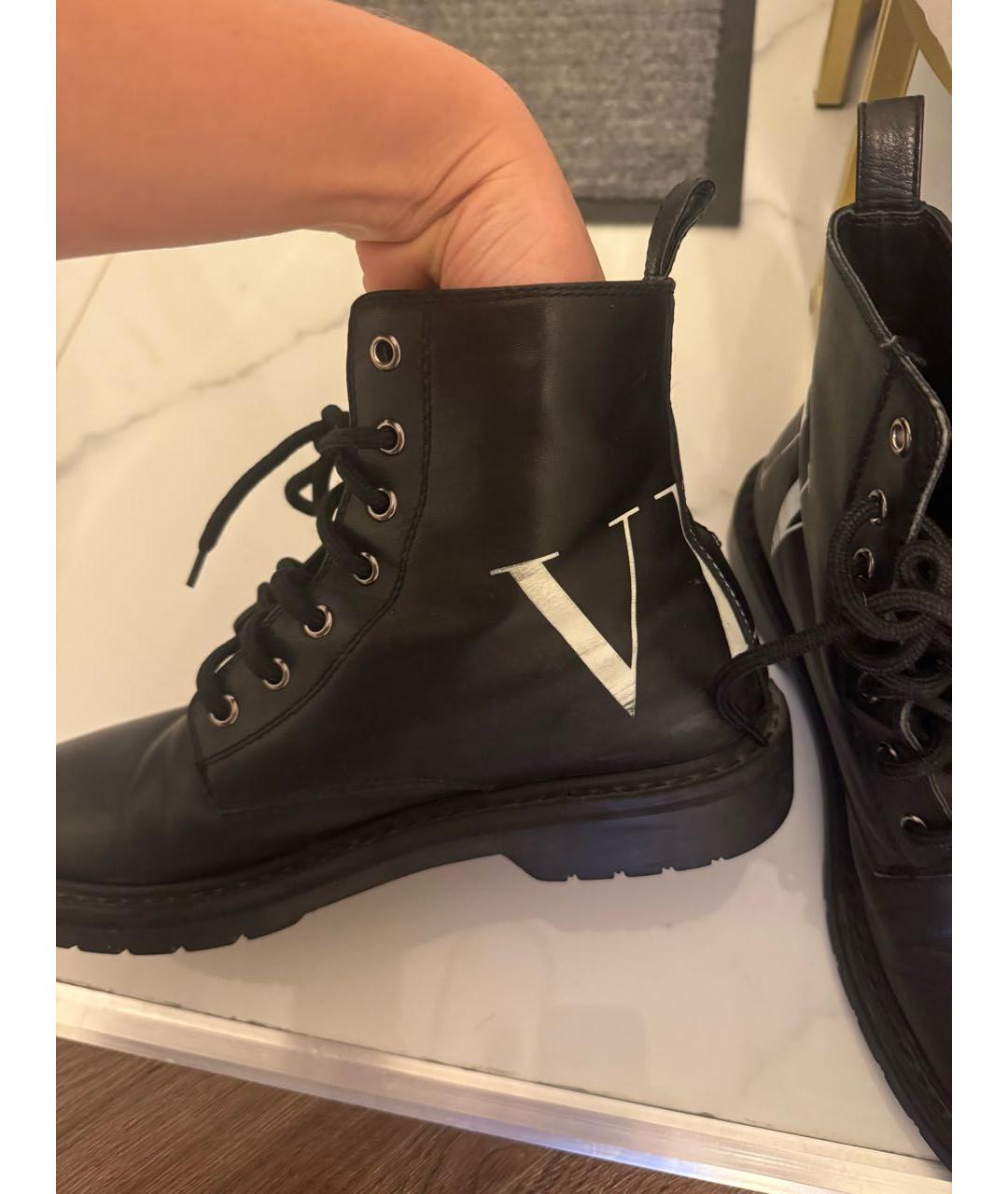 VALENTINO Черные кожаные ботинки, фото 4