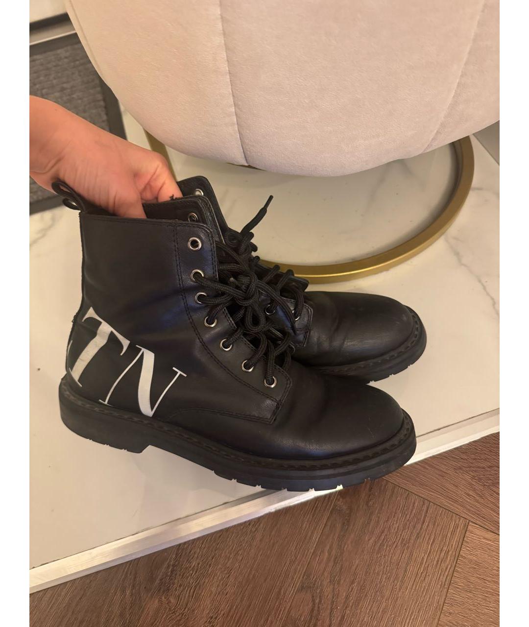 VALENTINO Черные кожаные ботинки, фото 6