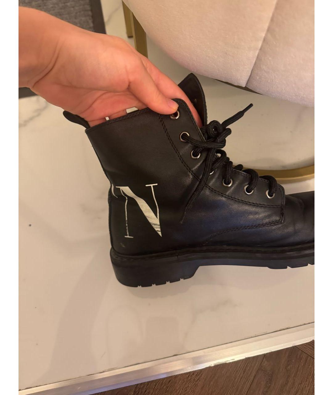 VALENTINO Черные кожаные ботинки, фото 5