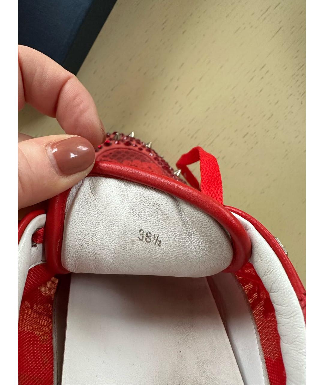 PHILIPP PLEIN Красные текстильные низкие кроссовки / кеды, фото 6