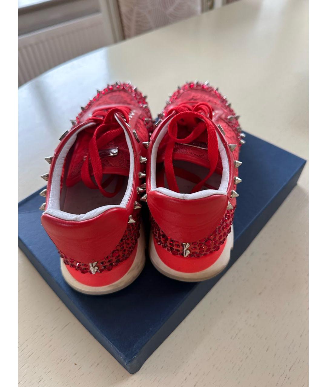 PHILIPP PLEIN Красные текстильные низкие кроссовки / кеды, фото 3