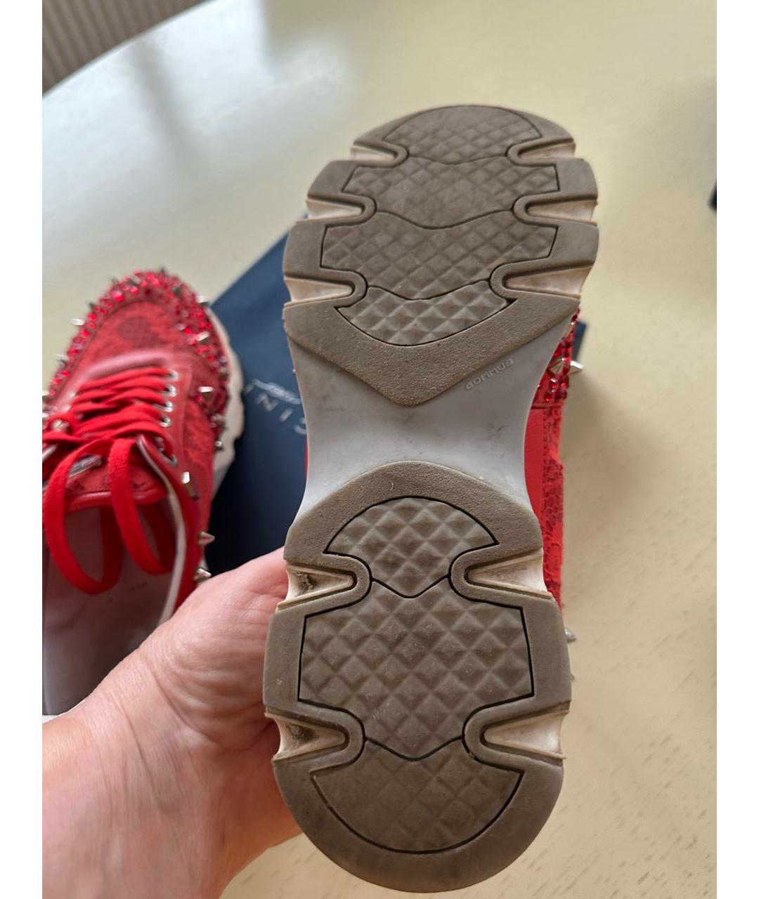 PHILIPP PLEIN Красные текстильные низкие кроссовки / кеды, фото 5