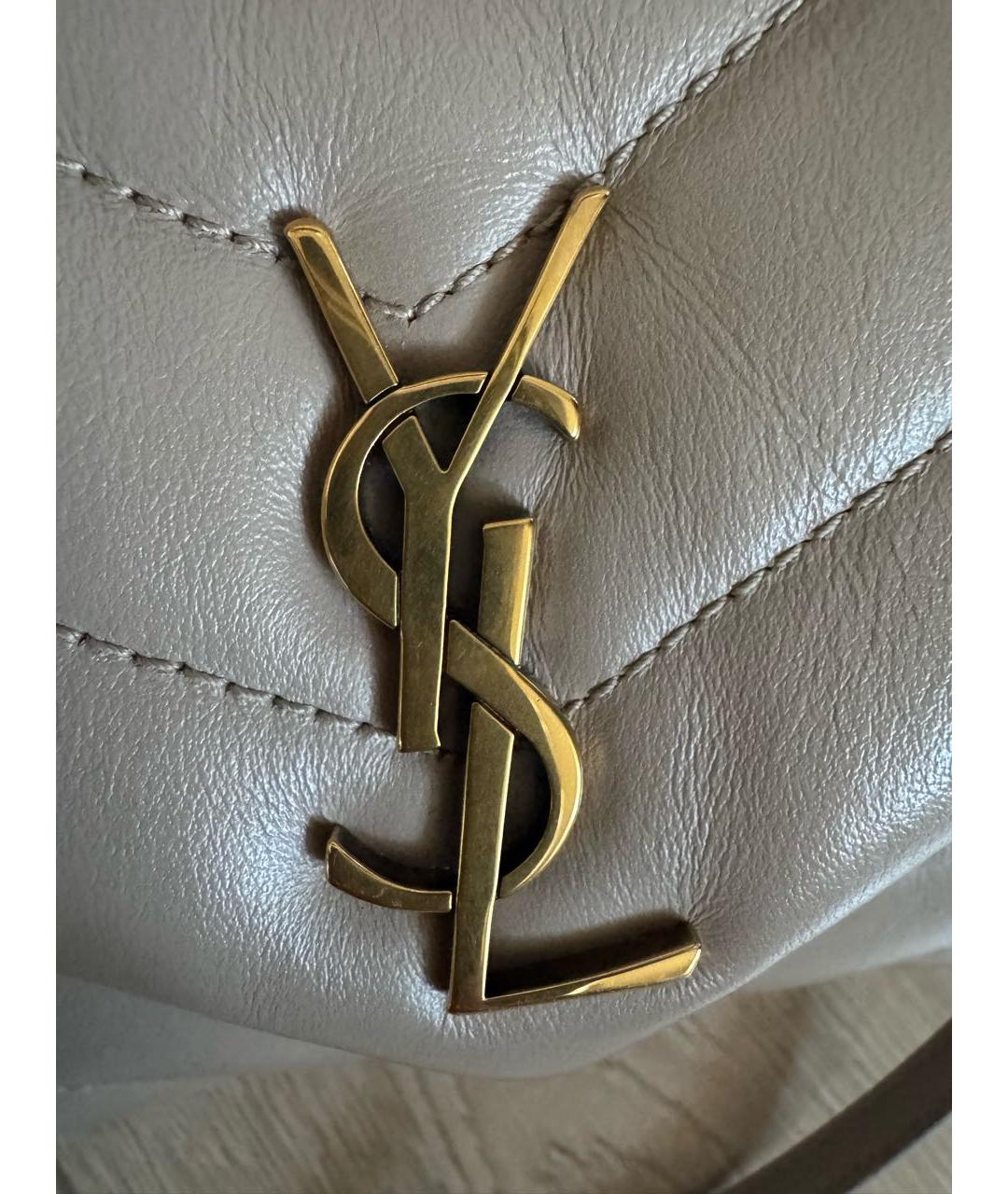 SAINT LAURENT Бежевая кожаная сумка через плечо, фото 6