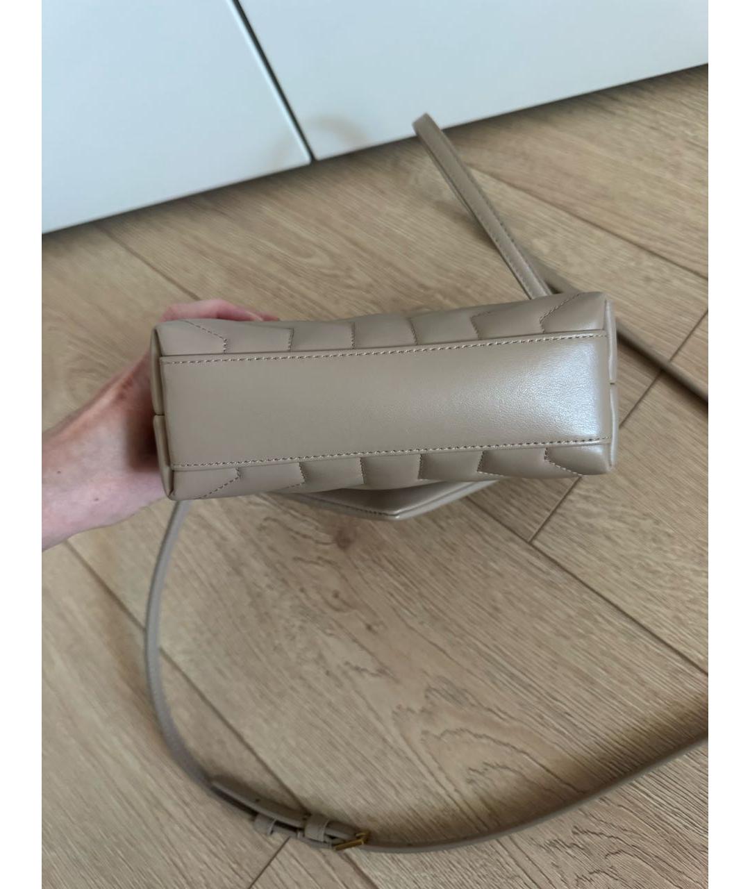 SAINT LAURENT Бежевая кожаная сумка через плечо, фото 4