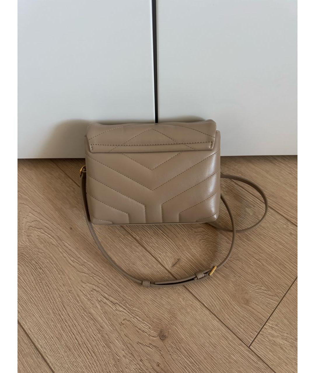 SAINT LAURENT Бежевая кожаная сумка через плечо, фото 2