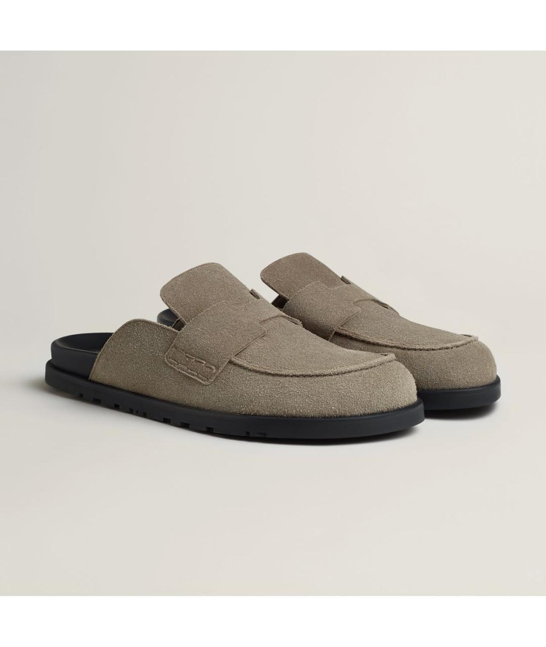 HERMES Серые замшевые лоферы, фото 4