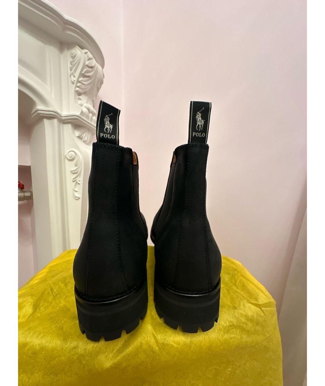 POLO RALPH LAUREN Черные кожаные высокие ботинки, фото 4