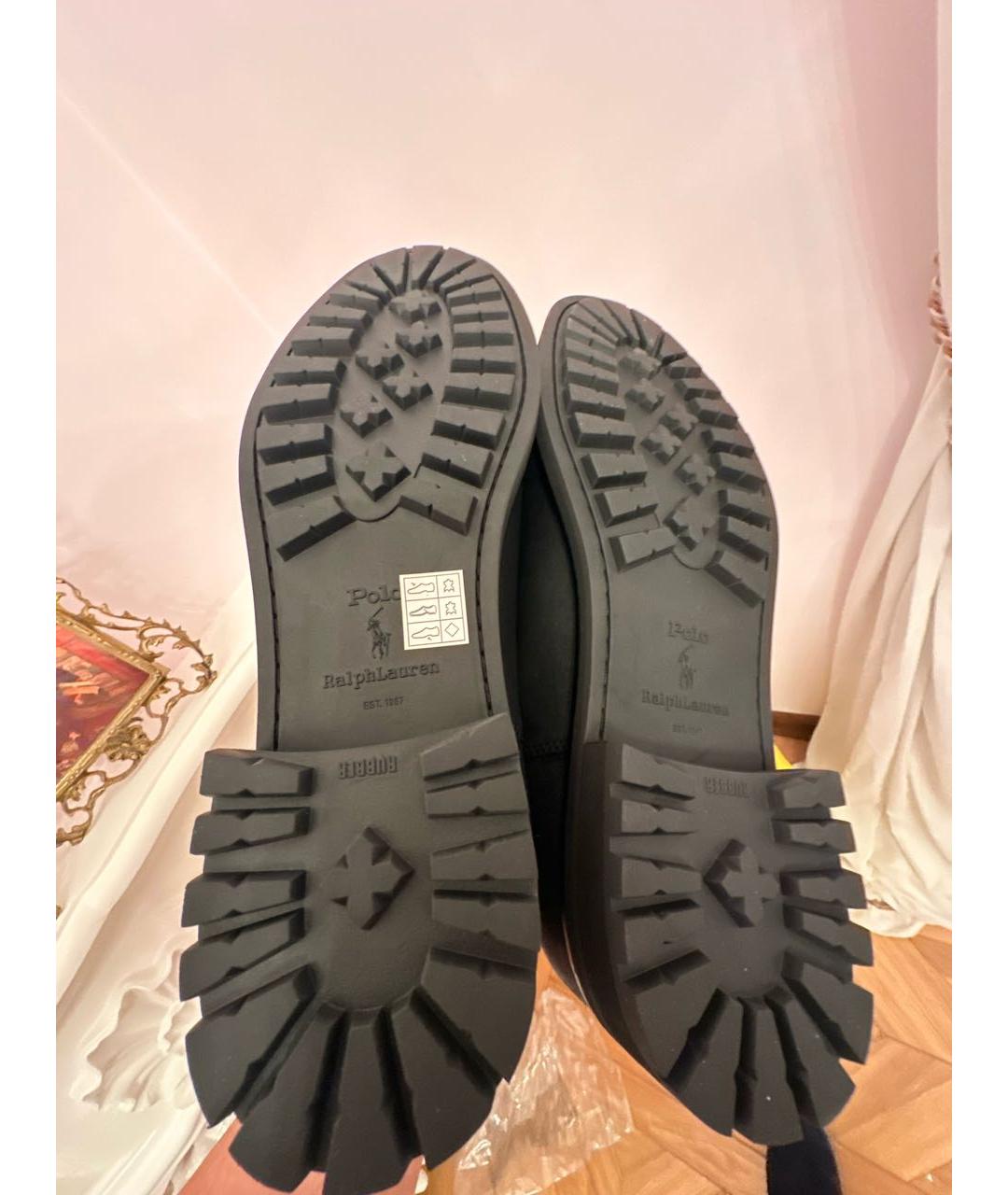 POLO RALPH LAUREN Черные кожаные высокие ботинки, фото 8