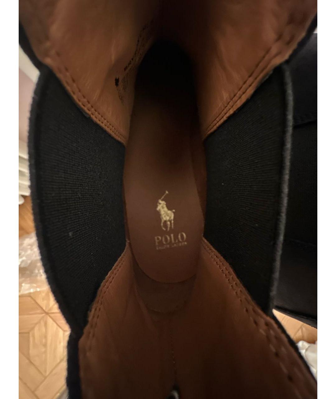 POLO RALPH LAUREN Черные кожаные высокие ботинки, фото 5