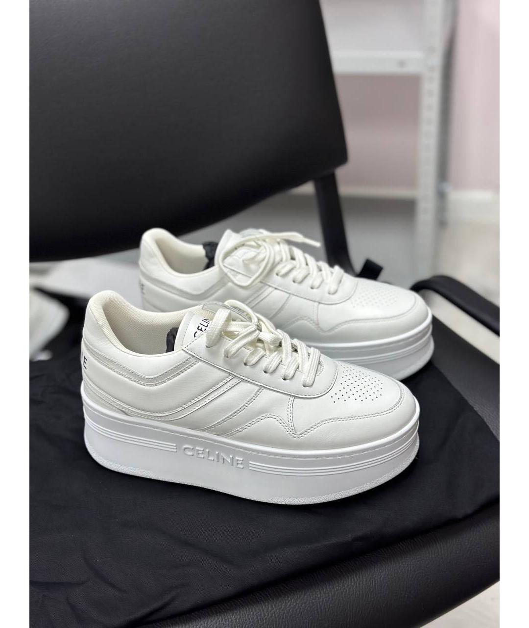 CELINE Белые кожаные кеды, фото 4