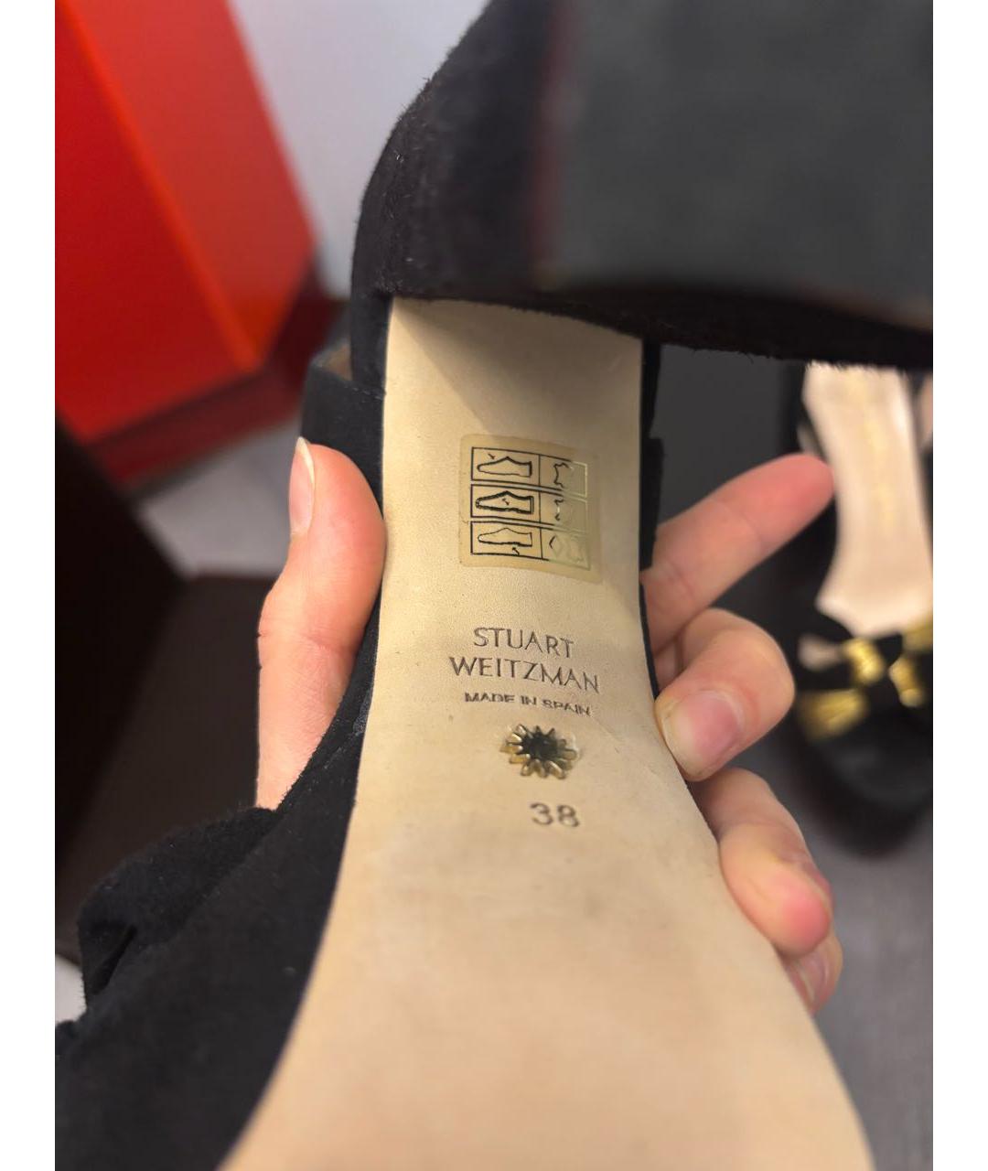 STUART WEITZMAN Черные замшевые босоножки, фото 5