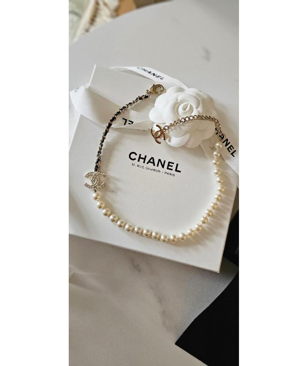 CHANEL Белый жемчужный чокер, фото 3