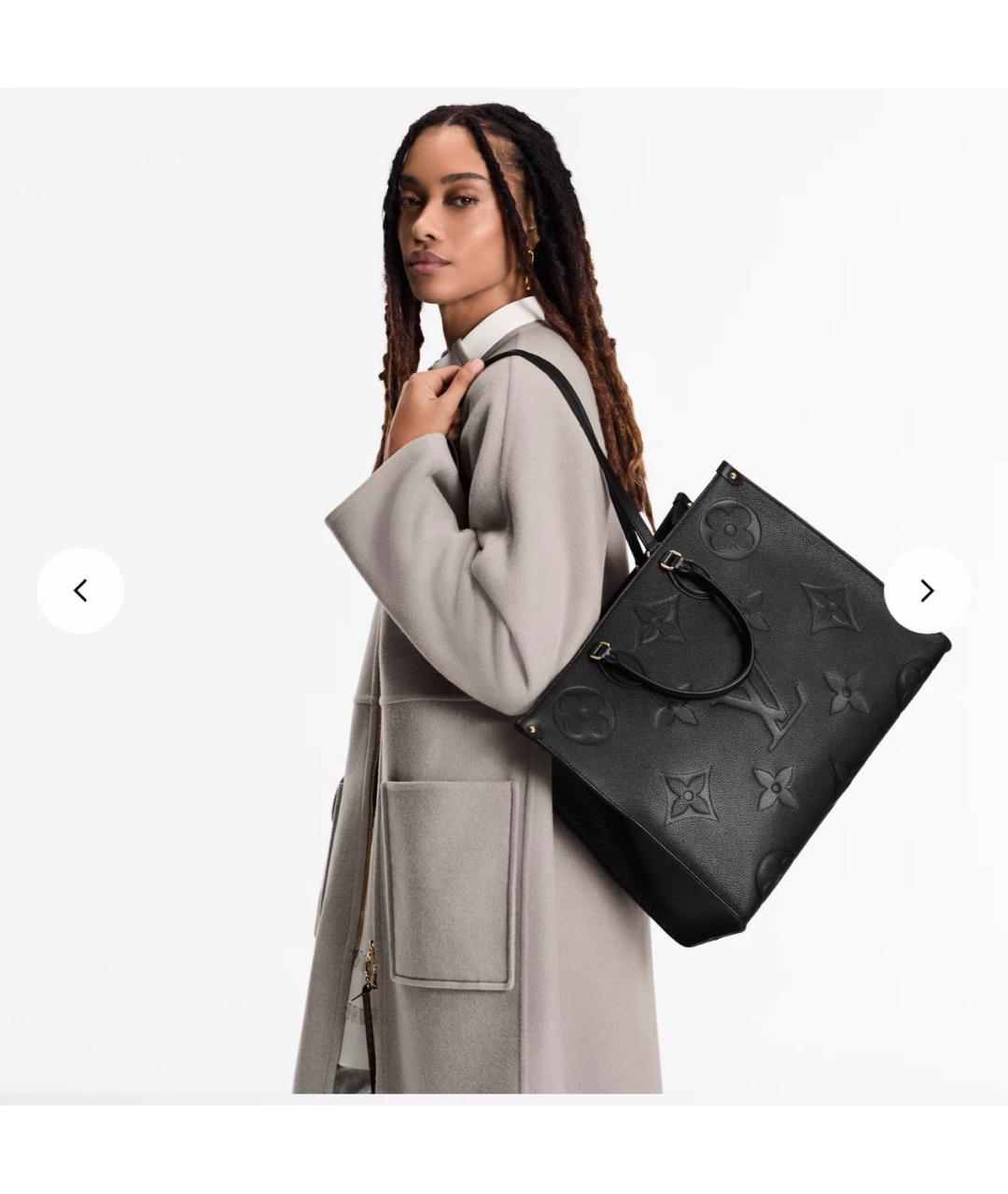 LOUIS VUITTON Черная кожаная сумка тоут, фото 3