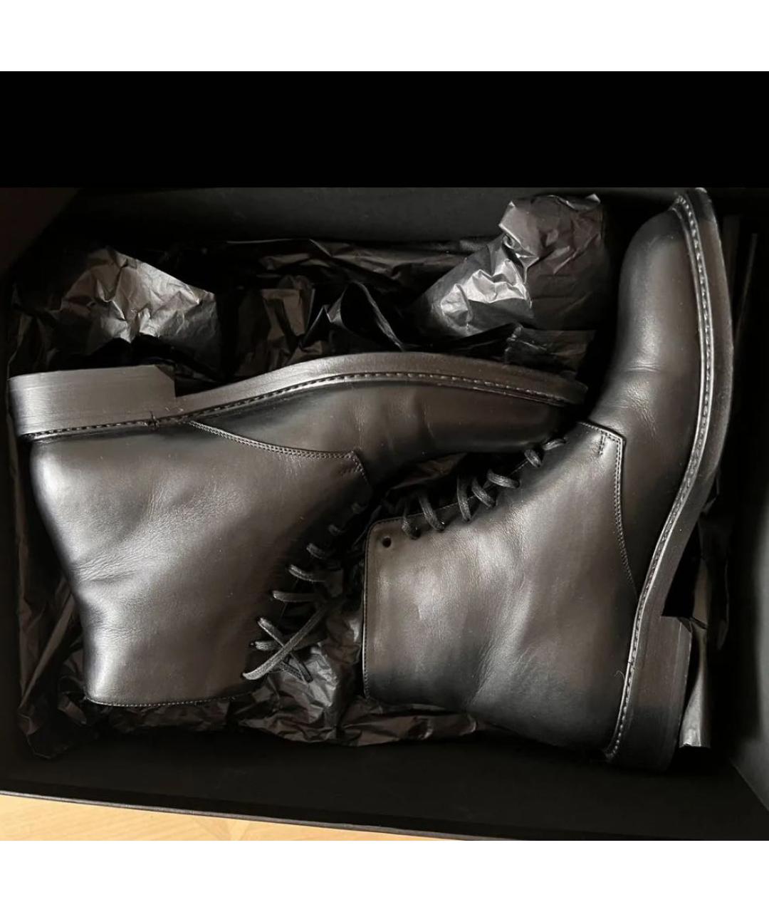 SAINT LAURENT Черные кожаные ботинки, фото 2