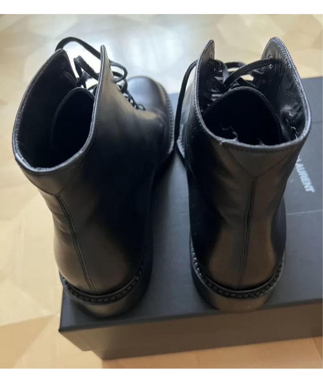 SAINT LAURENT Черные кожаные ботинки, фото 5