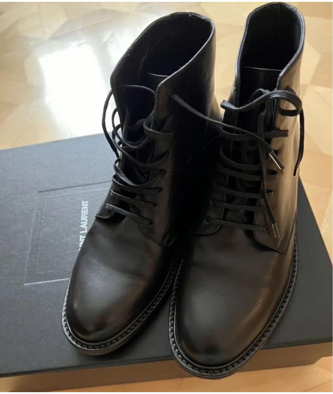 SAINT LAURENT Черные кожаные ботинки, фото 3