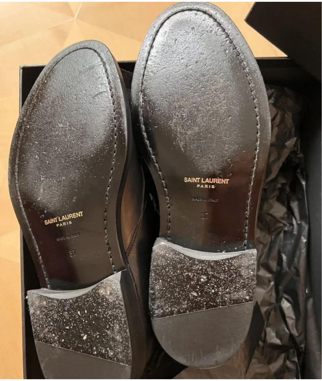 SAINT LAURENT Черные кожаные ботинки, фото 8