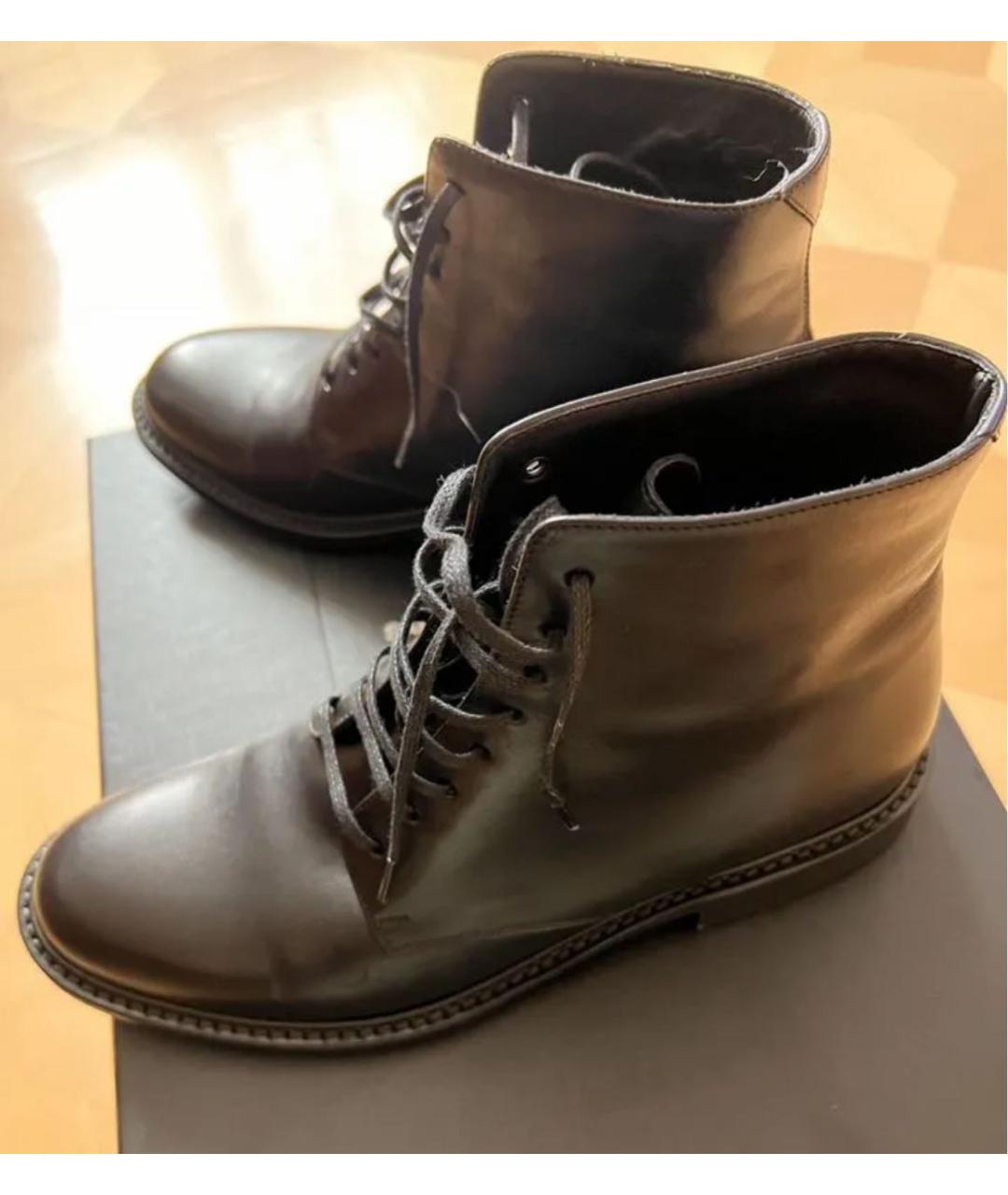 SAINT LAURENT Черные кожаные ботинки, фото 4