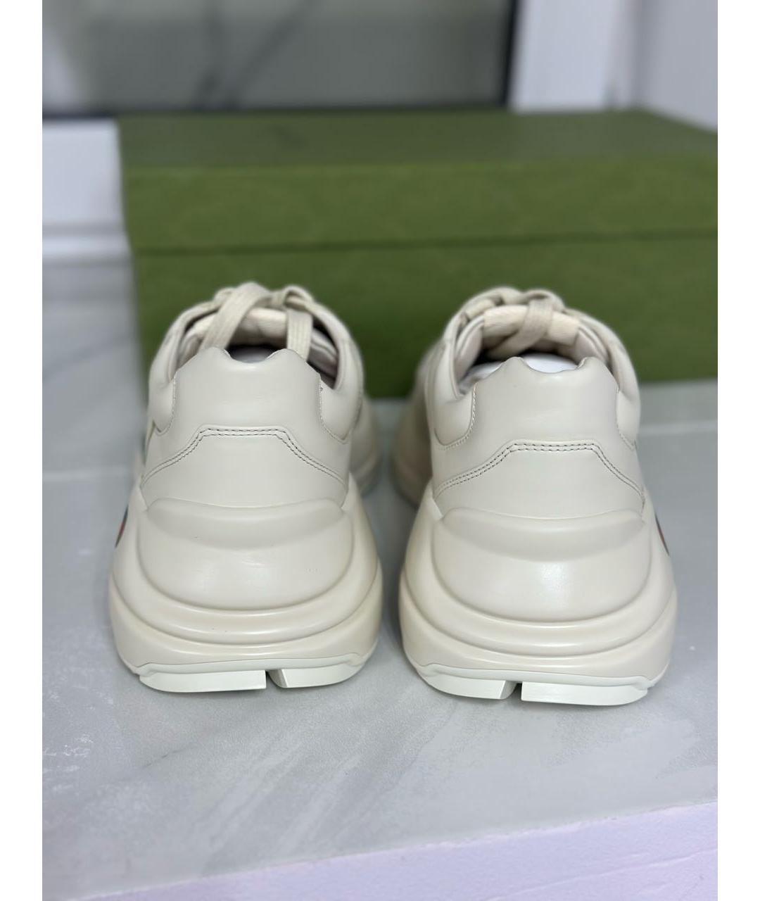 GUCCI Белые кожаные кроссовки, фото 3