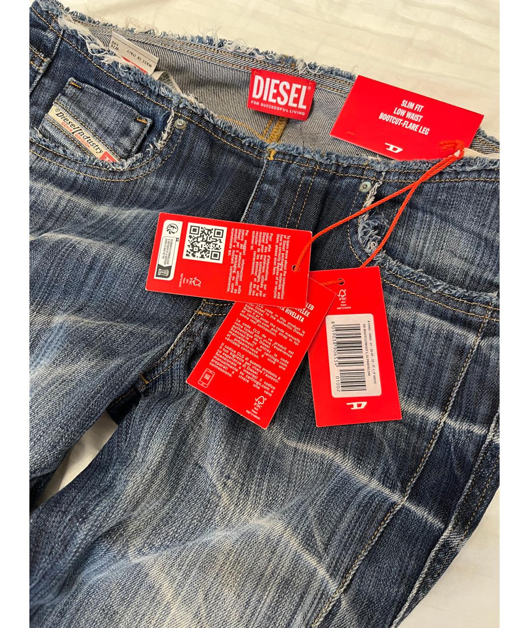 DIESEL Синие хлопковые джинсы клеш, фото 3
