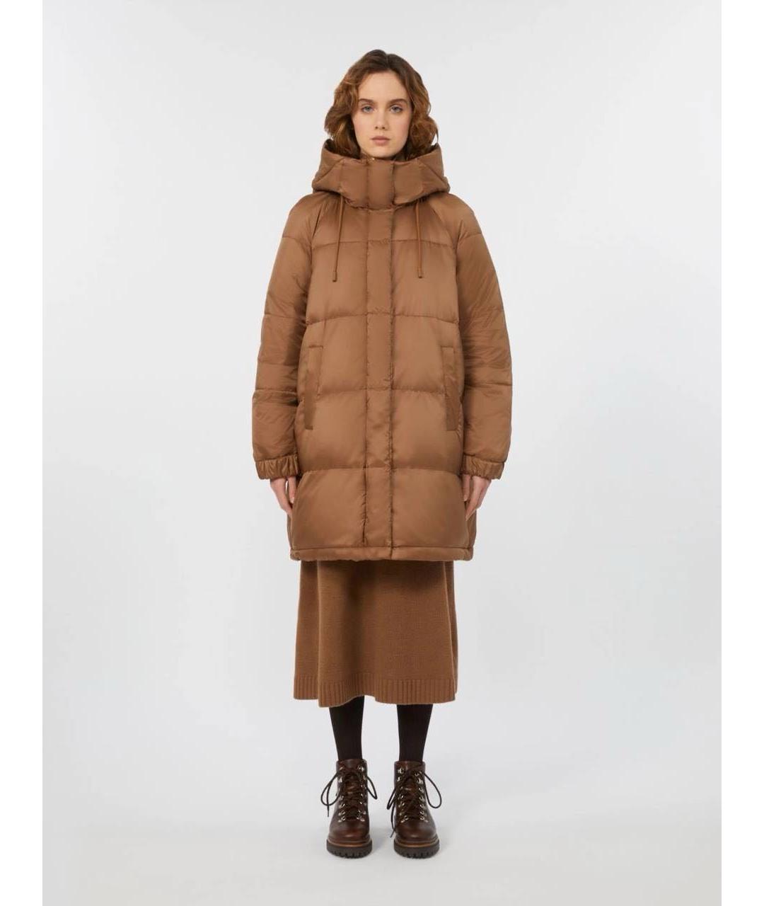 WEEKEND MAX MARA Коричневый полиамидовый пуховик, фото 3