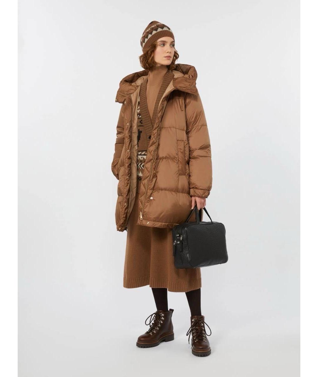 WEEKEND MAX MARA Коричневый полиамидовый пуховик, фото 2