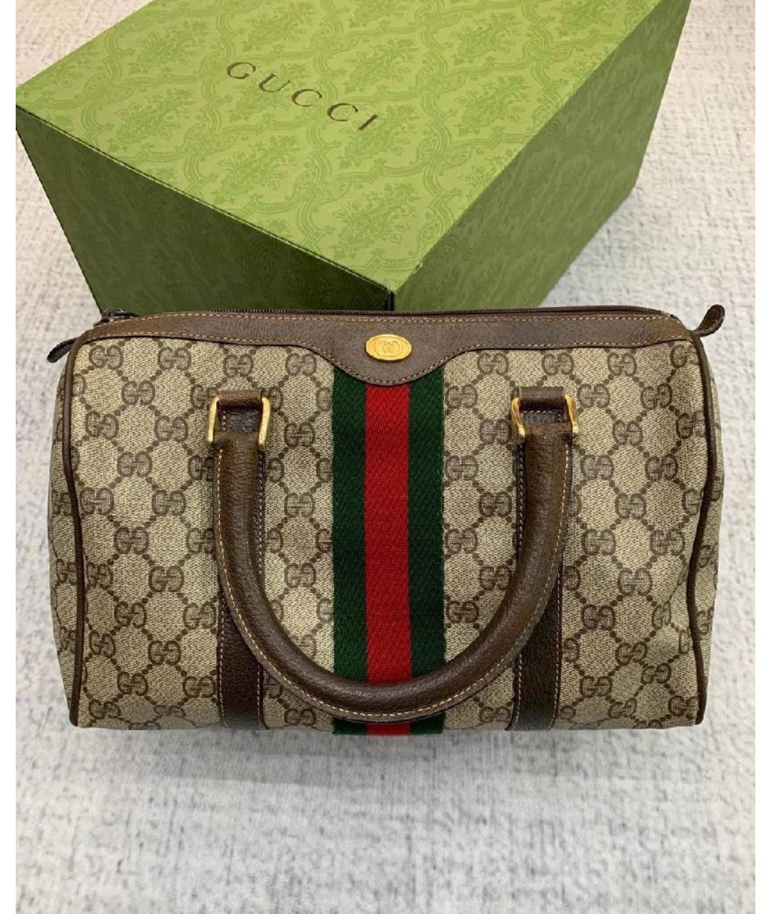 GUCCI Бежевая кожаная сумка с короткими ручками, фото 7