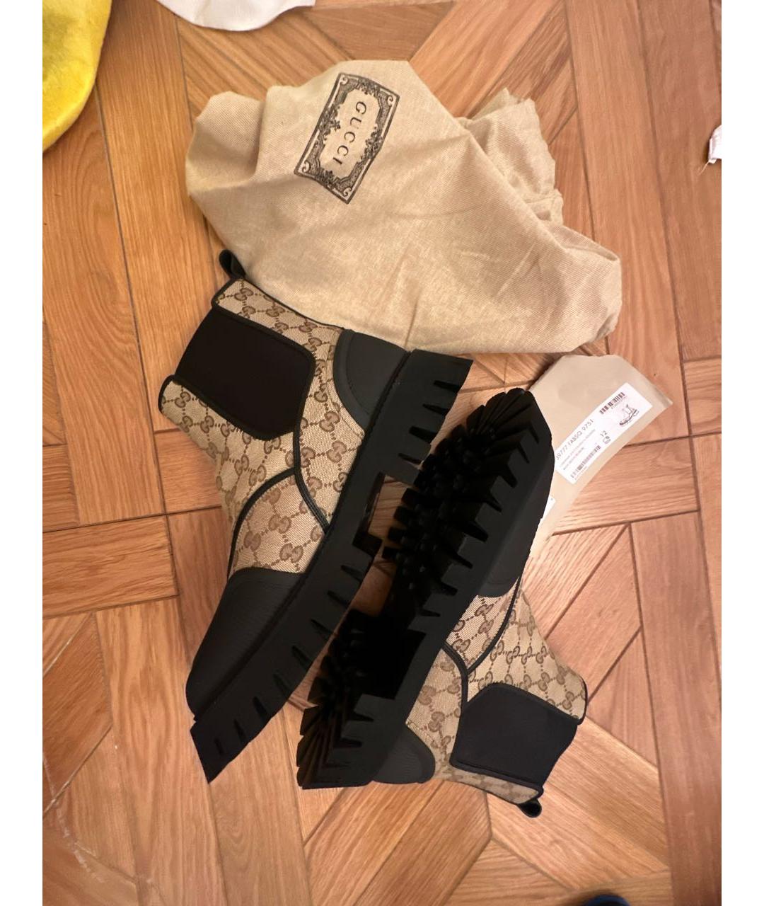 GUCCI Бежевые текстильные высокие ботинки, фото 7