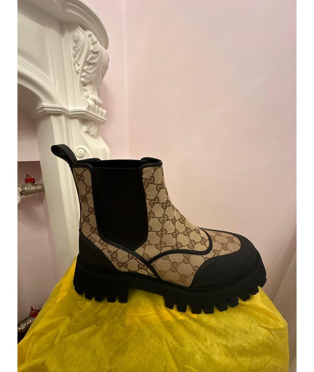 GUCCI Бежевые текстильные высокие ботинки, фото 9