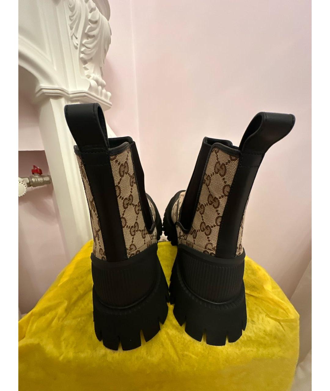 GUCCI Бежевые текстильные высокие ботинки, фото 4