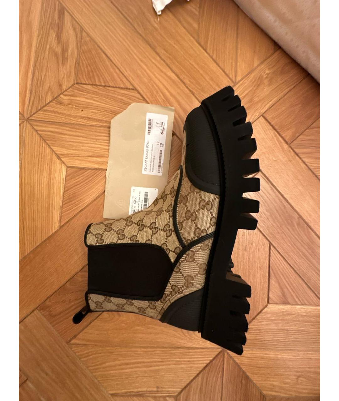 GUCCI Бежевые текстильные высокие ботинки, фото 5
