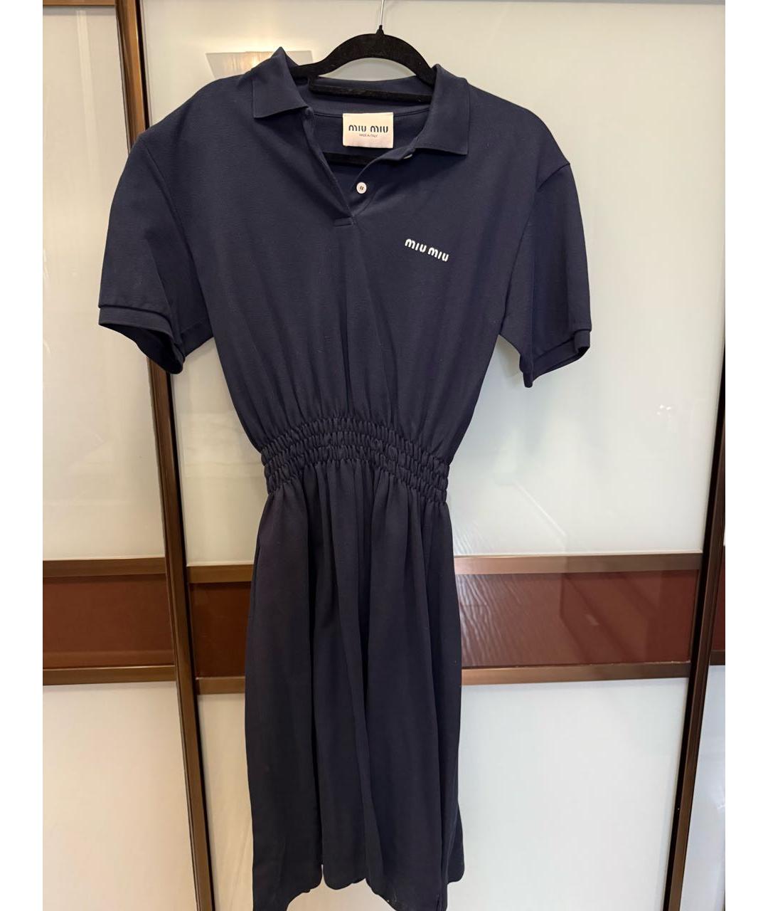 MIU MIU Темно-синее хлопковое повседневное платье, фото 3