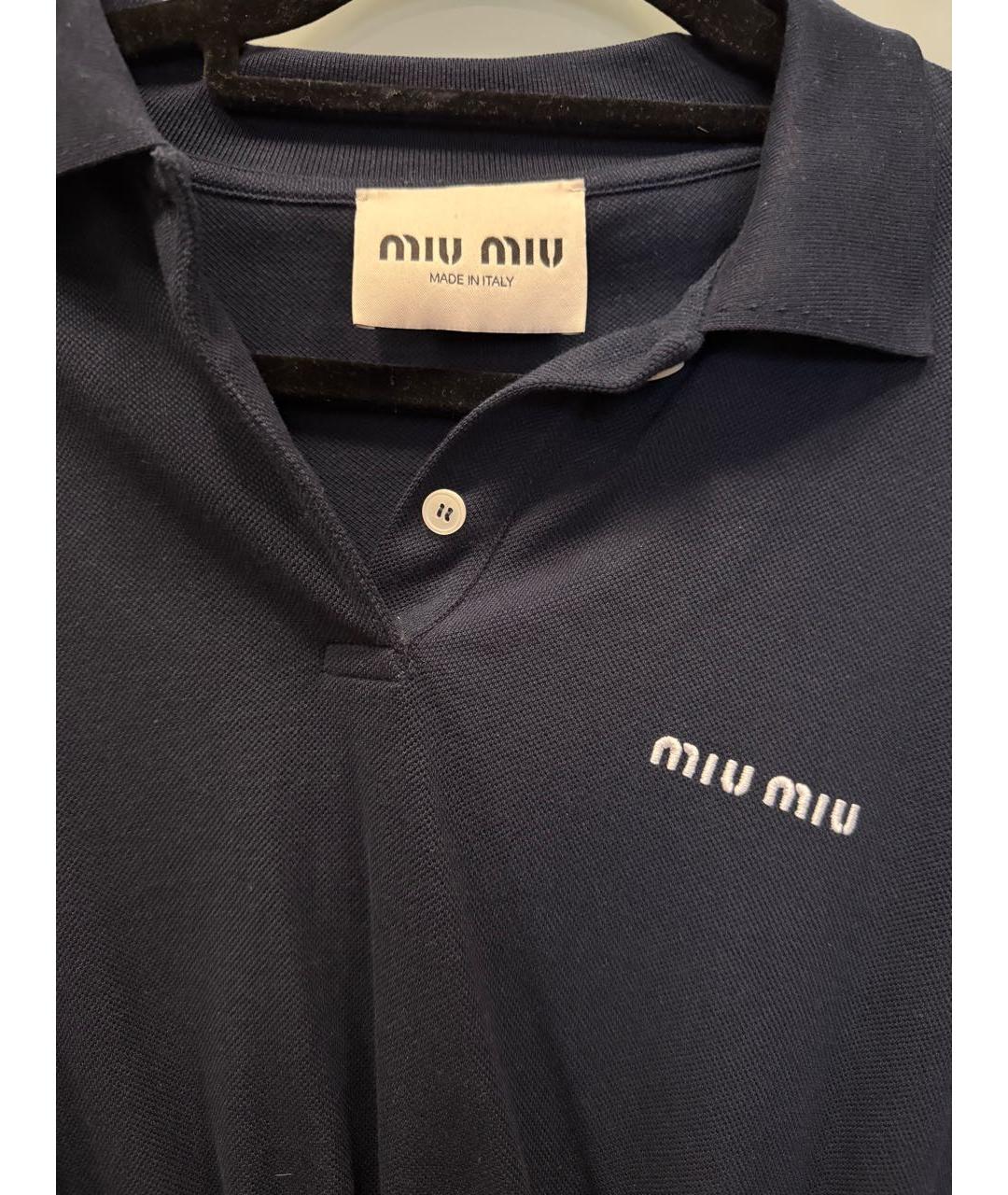 MIU MIU Темно-синее хлопковое повседневное платье, фото 2