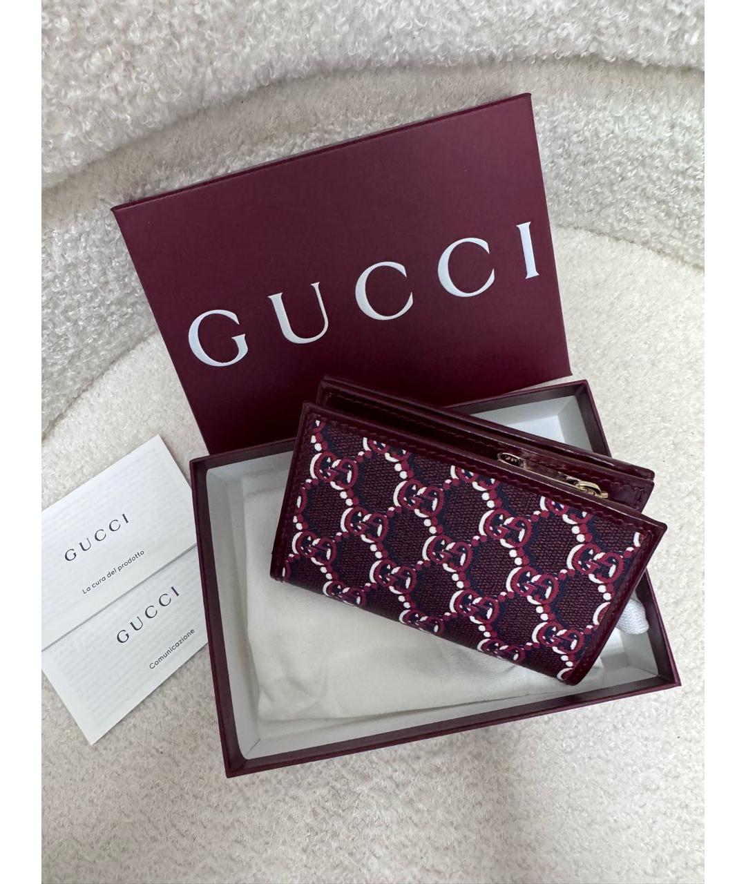 GUCCI Бордовый кожаный кошелек, фото 2