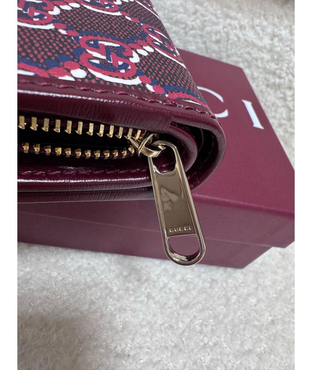 GUCCI Бордовый кожаный кошелек, фото 5