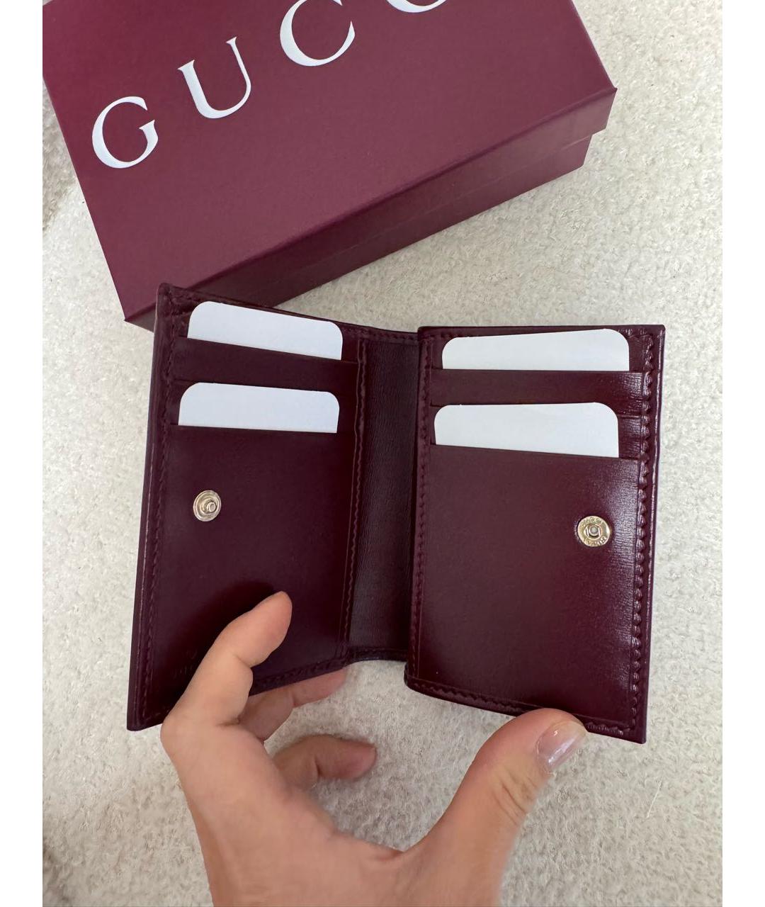 GUCCI Бордовый кожаный кошелек, фото 4