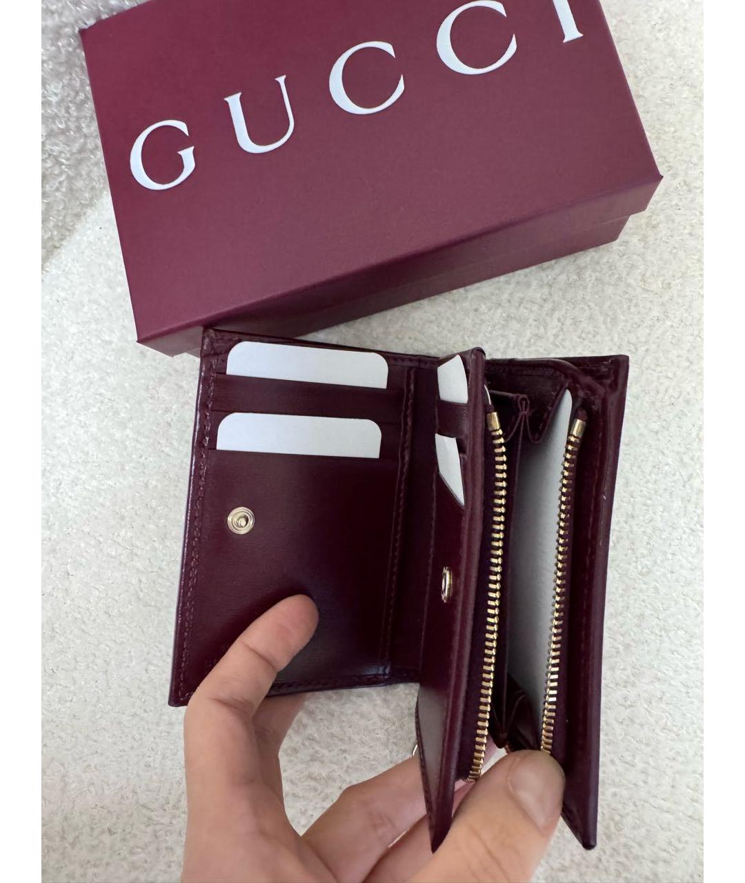 GUCCI Бордовый кожаный кошелек, фото 3
