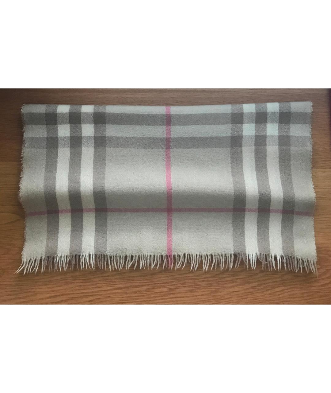 BURBERRY Бежевый шерстяной шарф, фото 10